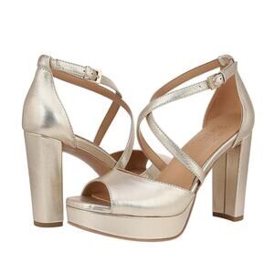 Naturalizer Champagne Metallic Crisscross Platform Heels